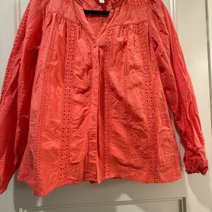 Time and Tru Vibrant Coral Blouse